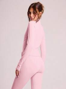 Musera Sport Chaqueta deportiva de manga larga con cremallera, cuello alto y ajustada, para pádel, tenis, pickleball, gimnasio y entrenamiento en otoño e invierno