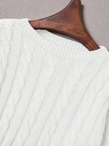 SHEIN Tall Casual Solid Color Lantern Sleeve Cropped Sweater Knit Pullover Fall Winter - White - View 4