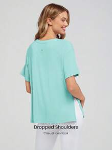 GLOWMODE Tencel Modal Oversized Everymode Tee Daily Casual Summer Compression Shirt - Mint Green - View 9