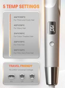 SHEGLAM HAIR Sleek Chic Twist Kiss Flat Iron,Negative Ion 2-In-1 Straight Hair Curler,10-Minute Fast Curling,PTC Fast Constant Temperature Heating,5-Speed Temperature Control,Digital Screen Display,Intelligent Memory,No Need For Adjustment,Strong Grip,Easy Styling Suitable For All Hair Types - US Plug Makeup Holiday Accerssories Pink Comb Autumn - Yellow - View 8