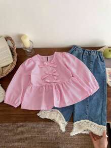 SHEIN 2件套少女梭织休闲衬衫和裤子套装 - 彩色 - 查看 8