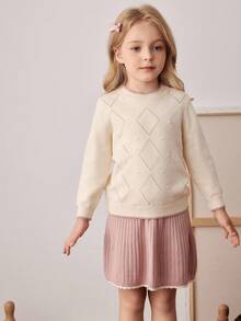 PrepCrw Suéter de manga comprida com gola redonda estilo universitário para meninas e minissaia de malha, roupa casual - Multicolorido - Ver 8