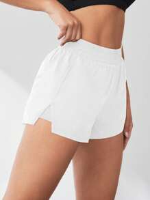 Easithlete 夏季二合一跑步舒适防走光瑜伽运动短裤女士运动短裤、健身短裤、骑行短裤舒适短裤 - 白色 - 查看 7