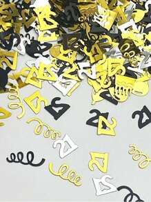 SHEIN 15g/袋黑金数字五彩纸屑装饰 18/30/40/50/60 岁生日快乐派对周年纪念桌面散落用品，圣诞节 - 彩色 - 查看 14