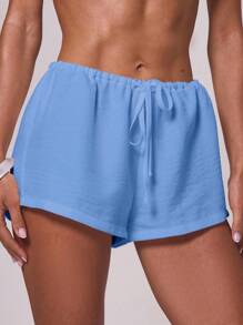 MUSERA Quần short nữ, thích hợp cho kỳ nghỉ, du lịch, sân bay, mùa hè, phong cách thường ngày. - Màu xanh lam - Xem 5