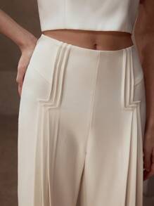 MOTF PREMIUM FOLD PLEATED WIDE LEG SUIT PANTS - Apricot - View 2