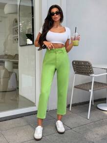 Paperbag Non Denim Pants For Transition - Green - View 3