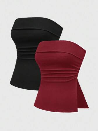 Grunge Punk Sexy top donna a più pezzi, con colori solidi bianco e nero, con orlo spezzato