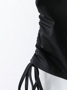 SHEIN CURVE+ Bộ 2 món POPSWAY cỡ lớn, thoải mái và dễ chịu, áo có dây rút nơ bên hông, chân váy có cạp chun và túi bên hông, thích hợp mặc hàng ngày, đi làm, trở lại trường, ngày lễ theo mùa - Nhiều màu - Xem 5