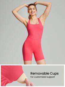 GLOWMODE 女士運動連身衣 - 珊瑚粉 - 查看 3