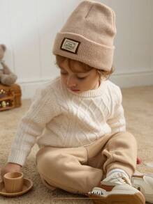Cozy Pixies Maglione girocollo a maniche lunghe di colore unito per bambini, casual e versatile