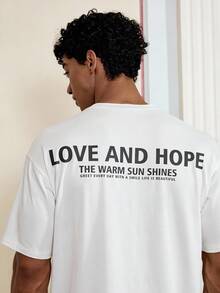 SWAVVY Herren Lässig T-Shirt Set in 2 Teilen, locker geschnitten, Farbabstimmung mit LIEBE UND HOFFNUNG Muster Muster Set