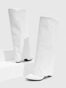 CUCCOO SZL Botas de Salto Alto de Couro de Bico Fino Moda Feminina CUCCCOO - Branco - Visão 8