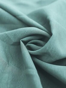 EMERY ROSE Plus Size Women French Style Casual/Vacation Solid Color Cross Shirred With Waist Tie, Gathered Back Drop Shoulder Mid-Length Dress For Spring/Summer - Mint Green - View 7