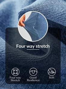 Flexra Plus Size Women High Waist Elastic Wide Leg Casual Jeans