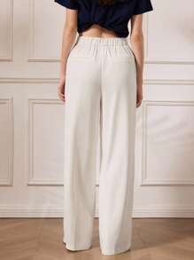 Briarwyn Elegant Off-White Women Pants For Autumn,Single-Breasted Button-Down Side Opening Woven Straight Leg,Business Casual Office Work,Old Money Clothes - Apricot - View 6