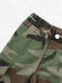 Denimly Infant Boys' Casual Daily Urban Street Elastic Waist Multi-Pocket Simple Comfortable Washed Denim Camouflage Cargo Pants Fall Winter - Multicolor - View 5