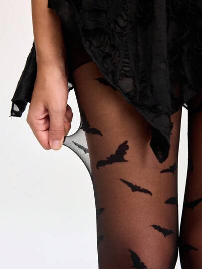 Grunge Punk 1pc Black Sexy Bat Design Pantyhose/Tights For Women, Halloween