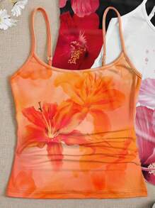 SHEIN Leap Crew Bộ 3 áo ba lỗ in hoa giản dị cho bé gái tuổi teen, phù hợp cho kỳ nghỉ hè - Nhiều màu - Xem 3