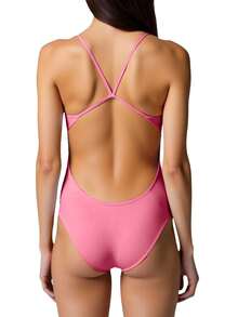 Nike Women's Solid Color Backless One-Piece Swimsuit - Pink - View 2