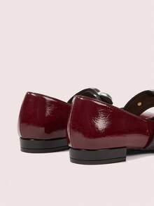 CUCCOO DOLLMOD Zapatos de mujer de tacón bajo con puntera cuadrada roja a cuadros, estilo japonés lindo para el campus - Burdeos - Ver 8