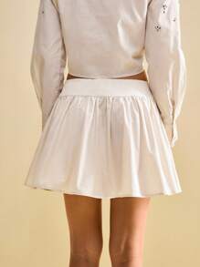 Muvela Fustă elegantă de culoare solidă cu strasuri pentru femei, toamnă/iarnă 2025, stil stradal vintage retro, stil casual Y2K, potrivită pentru birou, întâlniri, petrecere, călătorii, înapoi la școală - Caisă - Vizualizare 6