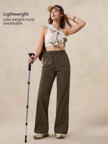 OutZeal 女士户外裤 露营徒步 防水弹力修身喇叭裤腿带口袋 - 棕色 - 查看 2