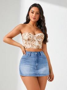 SHEIN ICON Women's Casual Washed Denim Mini Skirt, Summer - Light Wash - View 6