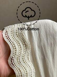 Elaquor 大码休闲蕾丝拼布长袖开衫衬衫 - 杏色 - 查看 7