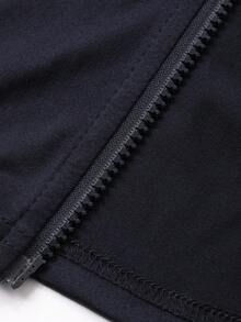 DAZY 女式圆领休闲街头风格修身短款夹克 - 藏蓝色 - 查看 7