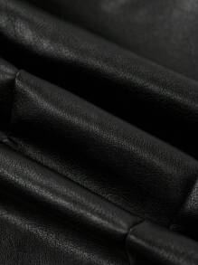 Ellevyn 女士秋季西装 PU 皮革黑色机车夹克背心 女士机场装 女士教师装 商务休闲女装皮革上衣 商务休闲派对女装 旧款秋季女装上衣带衬里黑色 PU 秋季衬衫夹克 金属纽扣衬衫 商务休闲女装 商务职业女性 冬季夹克 返校女装教师装 - 黑色 - 查看 5