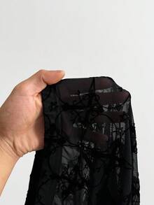 StreetHx Women's Black Sheer Mesh Punk Flocked Halloween Goth Tights