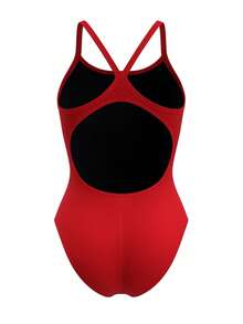 Nike 女士纯色露背连体泳衣 - 紅色 - 查看 5