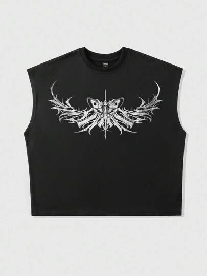 Goth Herren Sommer Lässig Kontrast Farbdruck Ärmellos Tank Top
