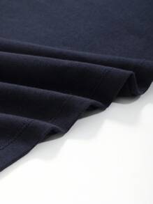 DAZY 男士海军蓝色长袖休闲圆领T恤，秋季 - 藏蓝色 - 查看 3