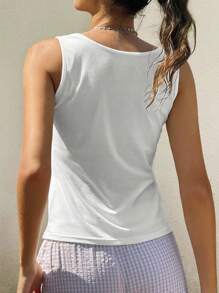 Jouncy Women Casual All-Match Daily Wear Solid Color Sleeveless Top