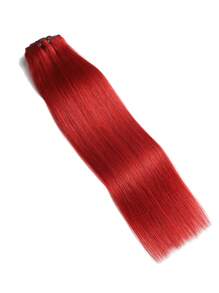 8Pcs Red Straight Clip In Virgin Human Hair Extensions Clip-In Hair Extensions Weft Hair Extension Hair Weaves 10-24inches 120G 100% Human Hair For Women HairPiece Halloween Costumes - SRed - View 3