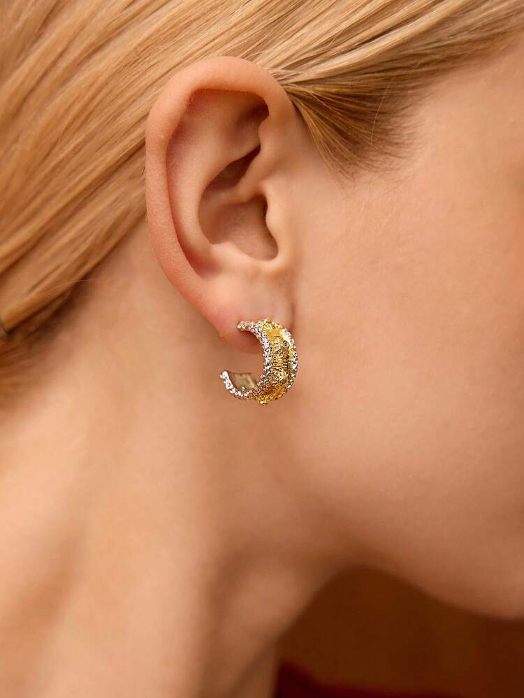 18K GOLD PLATED MULTICOLOR RHINESTONE DECOR EARRINGS
