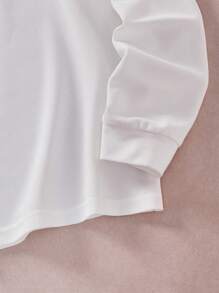 Mirajuku Teenage Boys' Long Sleeve Casual Sports Patchwork Polo T-Shirt Chic Outfits For Autumn/Winter Fall - White - View 3