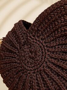 SHECARRY 1 件女士编织单肩包，大容量，海滩度假 - 咖啡棕 - 查看 3