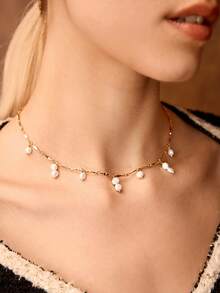 MOTF PREMIUM Vòng cổ ngọc trai giả vàng sang trọng - Vàng - Xem 5