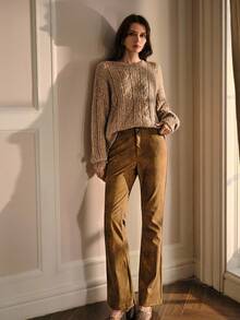 MOTF PREMIUM SUÉTER ELEGANTE DE PUNTO CON CUELLO REDONDO Y LENTEJUELAS PARA OTOÑO/INVIERNO - Caqui - Ver 6