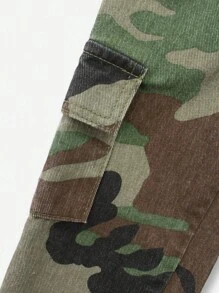 Denimly Infant Boys' Casual Daily Urban Street Elastic Waist Multi-Pocket Simple Comfortable Washed Denim Camouflage Cargo Pants Fall Winter - Multicolor - View 6