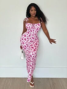 Alexandranx 女士花卉印花紧身性感时尚优雅派对度假节夏季连衣裙 - 彩色 - 查看 5