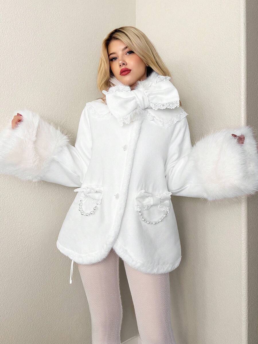 Sweetina 秋冬超大蝴蝶结装饰女式夹克