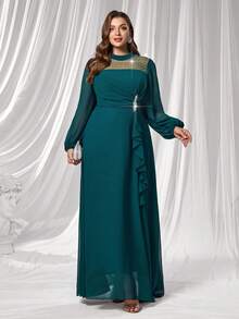 Coutiva Rochie de seară de lux pentru femei, mărime plus, elegantă și elegantă - Verde inchis - Vizualizare 6