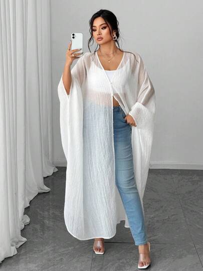 Elenzga Plus Size Böljande Minimalistisk Mode Elegant Resortjacka