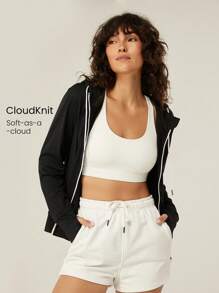 GLOWMODE CloudKnit 柔软舒适抽绳连帽衫，带拇指孔，日常休闲 - 黑色 - 查看 1