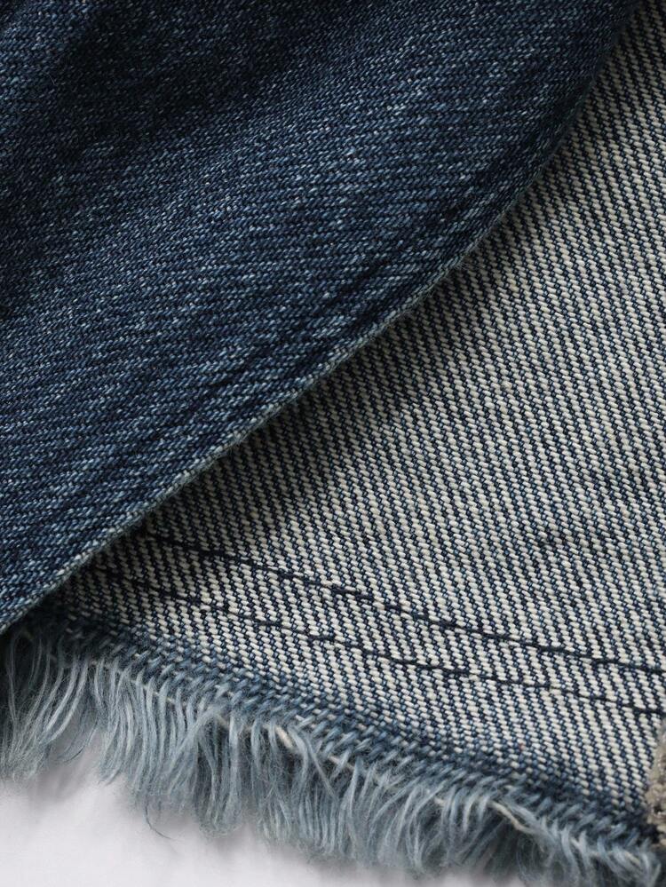 Oversized Vintage Washed Frayed Hem Denim Jacket Fall/Winter