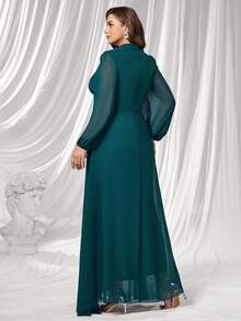 Coutiva Rochie de seară de lux pentru femei, mărime plus, elegantă și elegantă - Verde inchis - Vizualizare 3